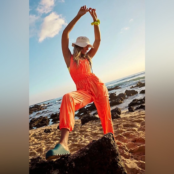 Free People Movement Tropic Sport One Piece Jumpsuit Hot Watermelon Neon Orange - Picture 2 of 8